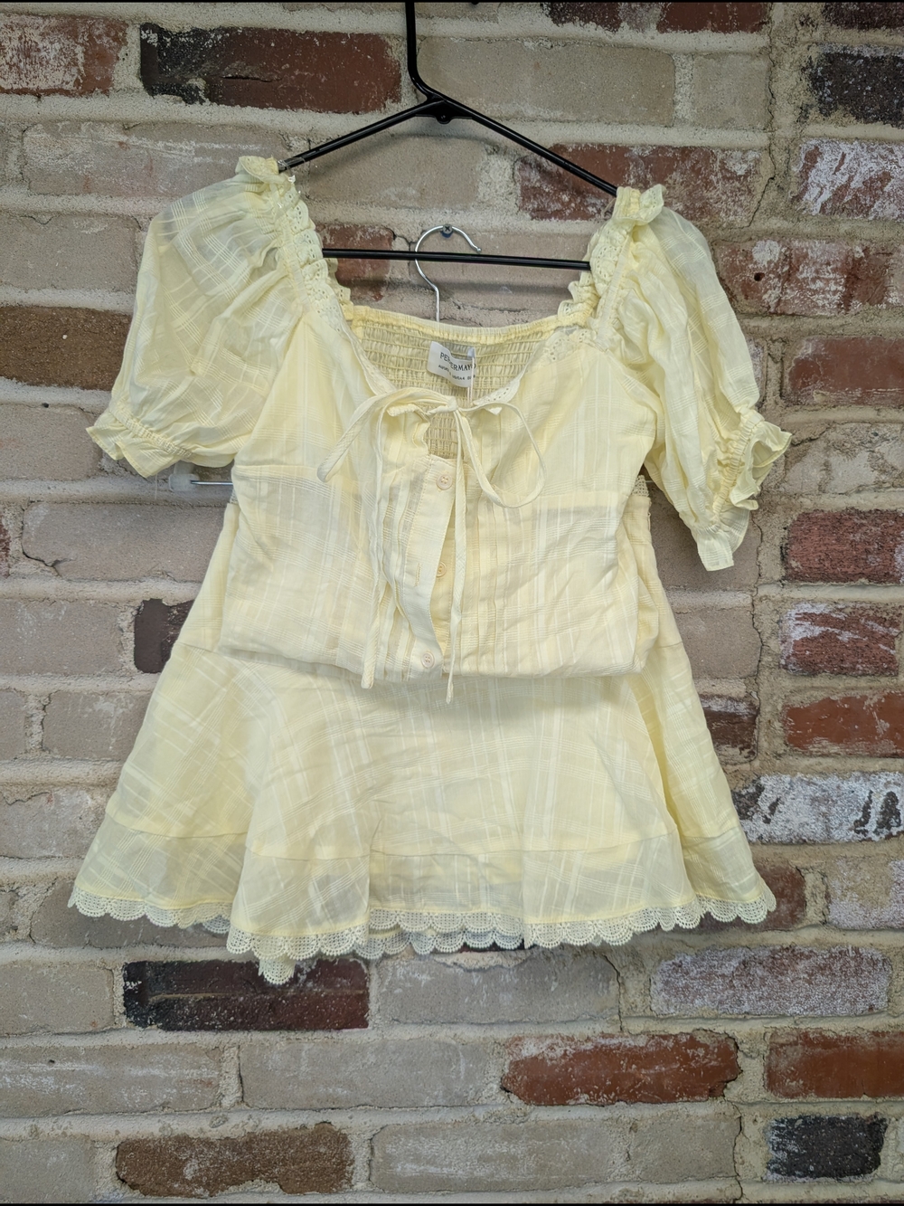 Peppermayo Pale Yellow Two-Piece Skirt Set